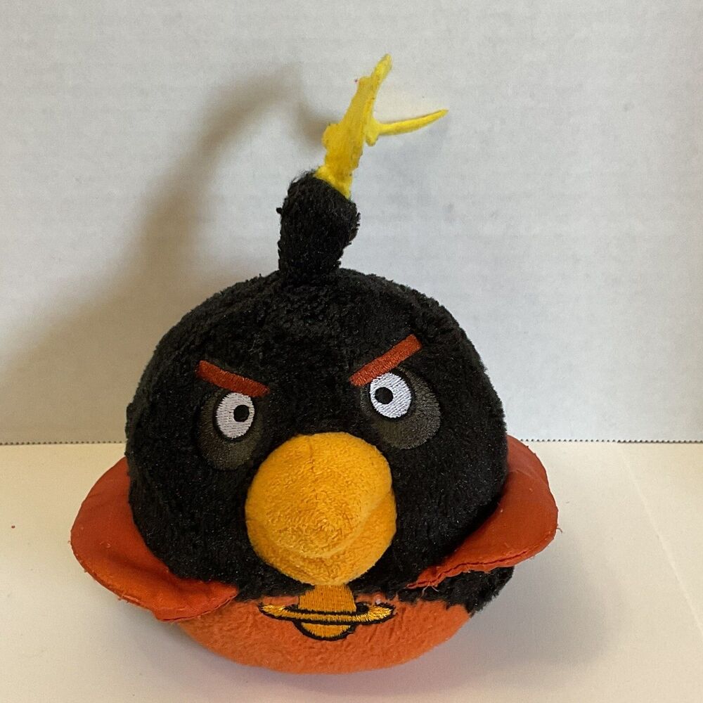 Angry Birds Plush Black Bomb Bird Toy Stuffed Animal 6” With Sound Commonwealth